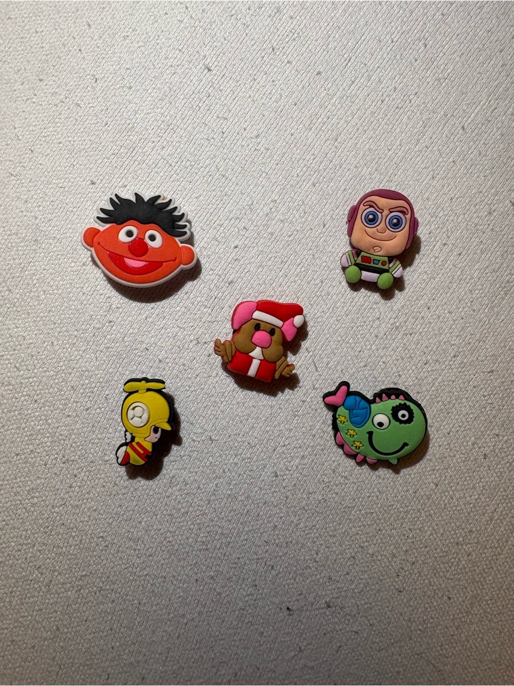 CROCS Colorful Character Jibbitz Charm Set — Orange, Pink, Green, Yellow, Purple